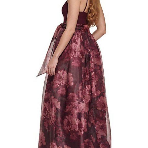 Floral Tulle Ballgown wine-colored size 8 - Picture 3 of 4